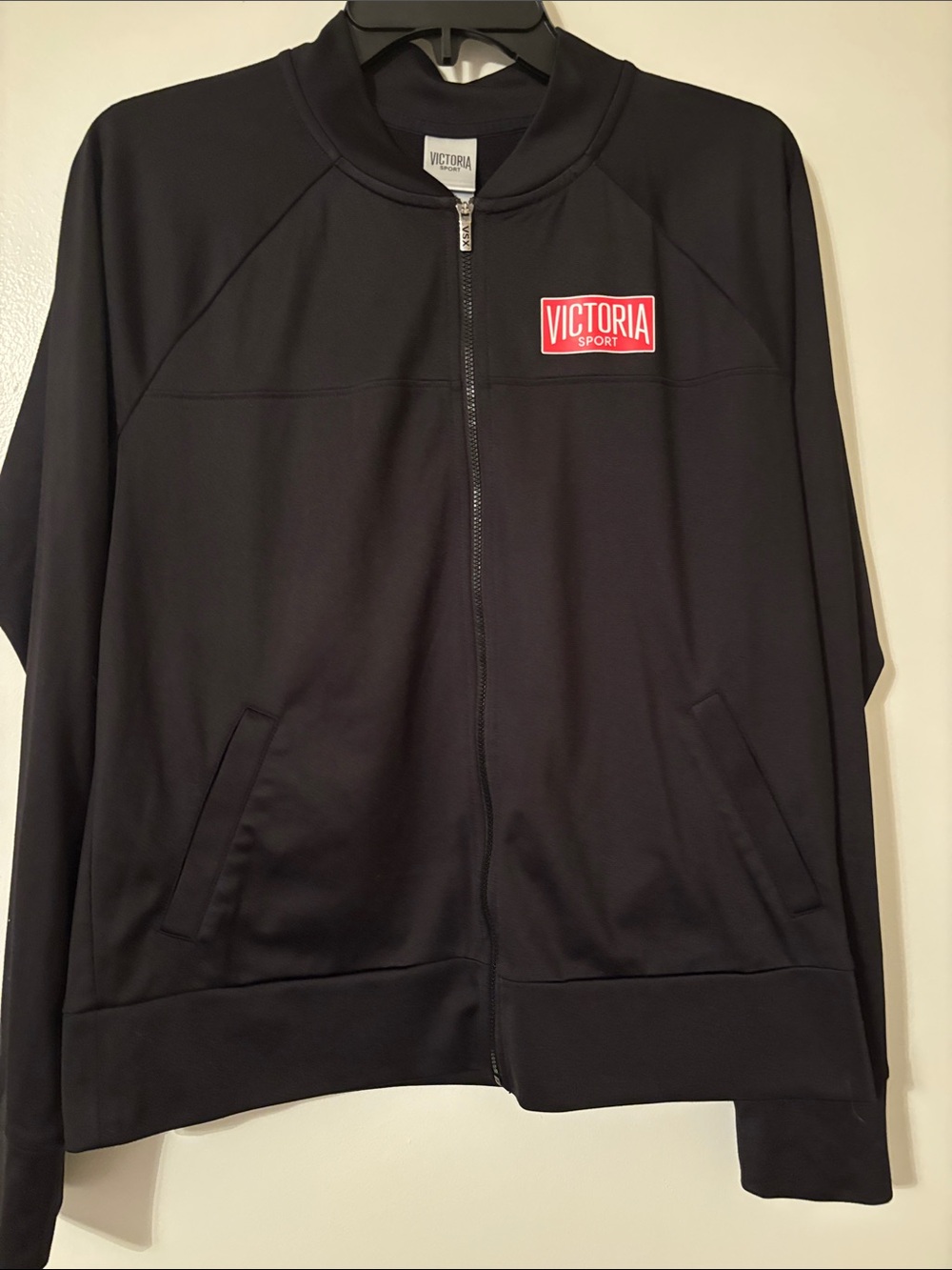 Victoria Sport Women’s Black Bomber Jacket with Red Logo